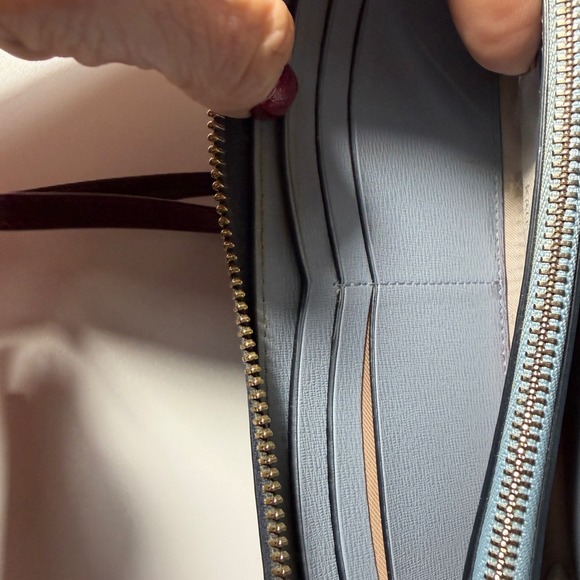 Kate Spade NY Metallic Night Navy Blue Leather Zip Around Continental Wallet - Picture 12 of 13